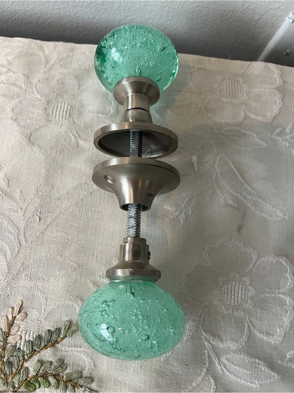 Discontinued Anthropology Sea-foamBubbled Glass Doorknobs